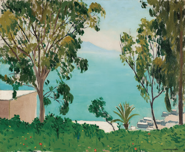La plage vue à travers les eucalyptus 1923