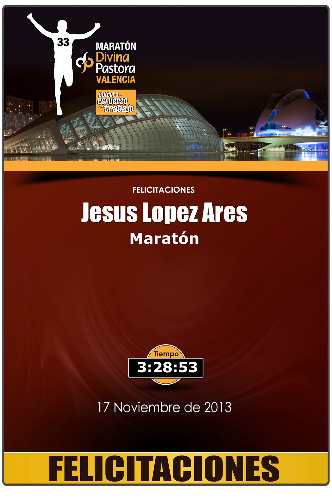 Diploma de MARATON VALENCIA