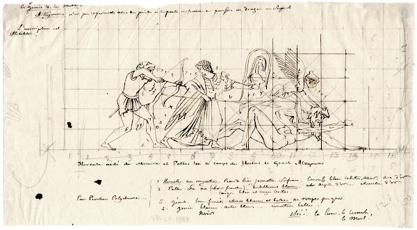 Hercules killing Alcyoneus with the help of Minerva and Isis