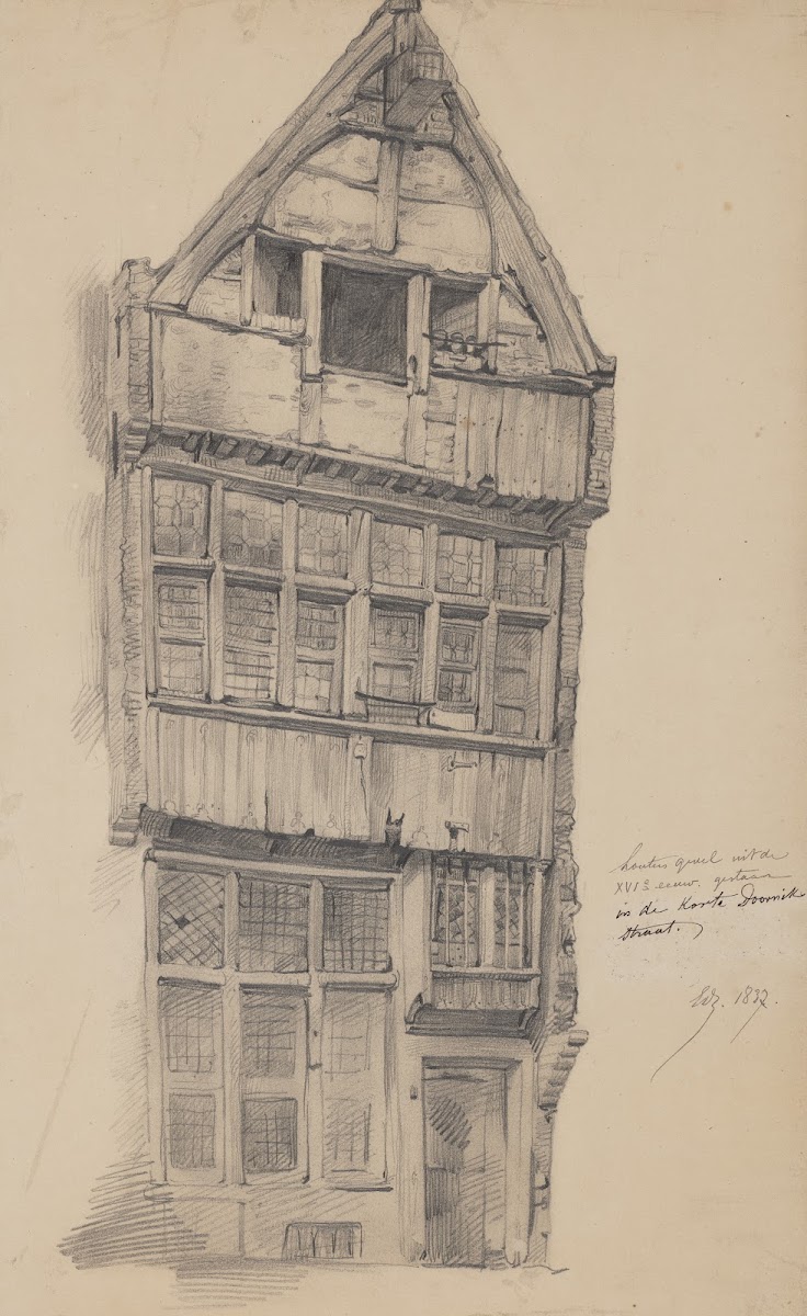 Houten gevel in de Korte Doornikstraat Antwerpen 1837