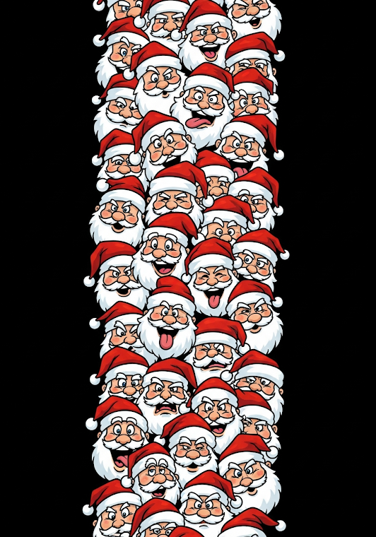 Chaotic Cartoon Santa Faces Pattern