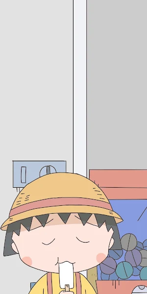Chibi, Maruko, Anime, Girl, Popsicle Full HD iPhone Wallpaper Background