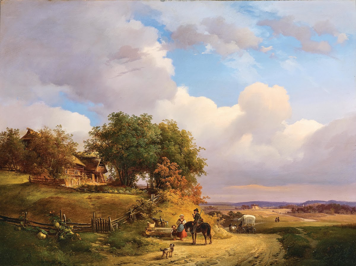 A Hunter Resting on a Country Road 1850