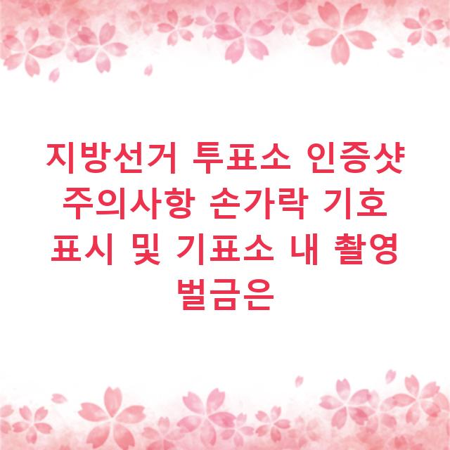 지방선거 투표소 인증샷 주의사항 손가락 기호 표시 및 기표소 내 촬영 벌금은