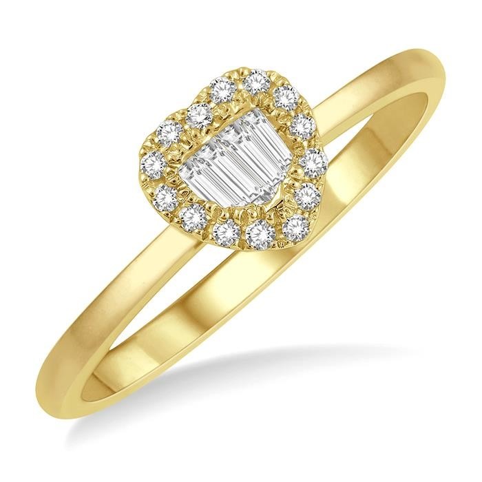Stackable Heart Shape Halo Fusion Diamond Fashion Ring