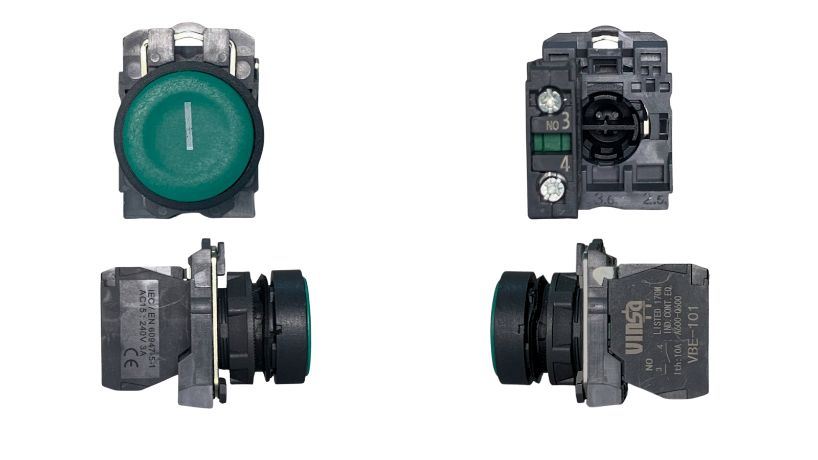 Push Button Green Flush "I" White Marking 1N/O