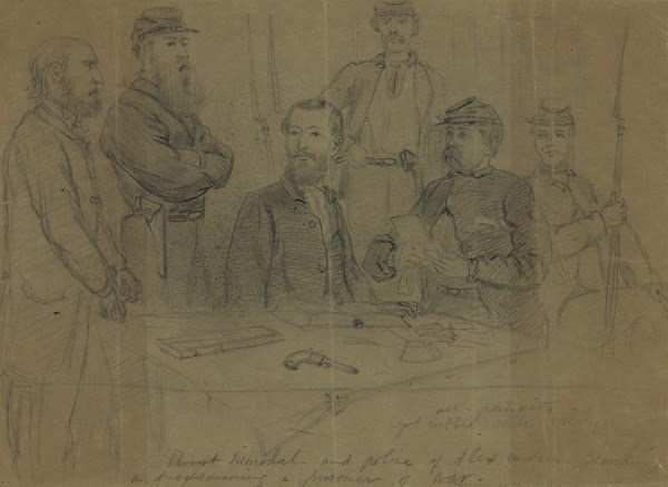 Provost Marshaland police of Alexandria searching and examining a prisoner of wa