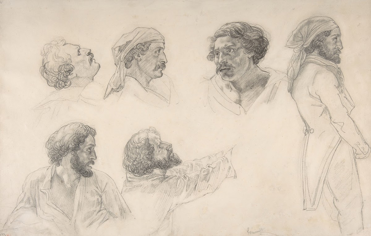 Six studies for Corréard and Savigny in the Raft of the Medusa before 1818