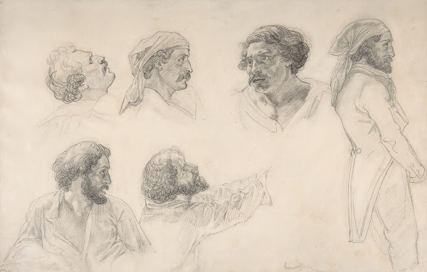 Six studies for Corréard and Savigny in the Raft of the Medusa before 1818