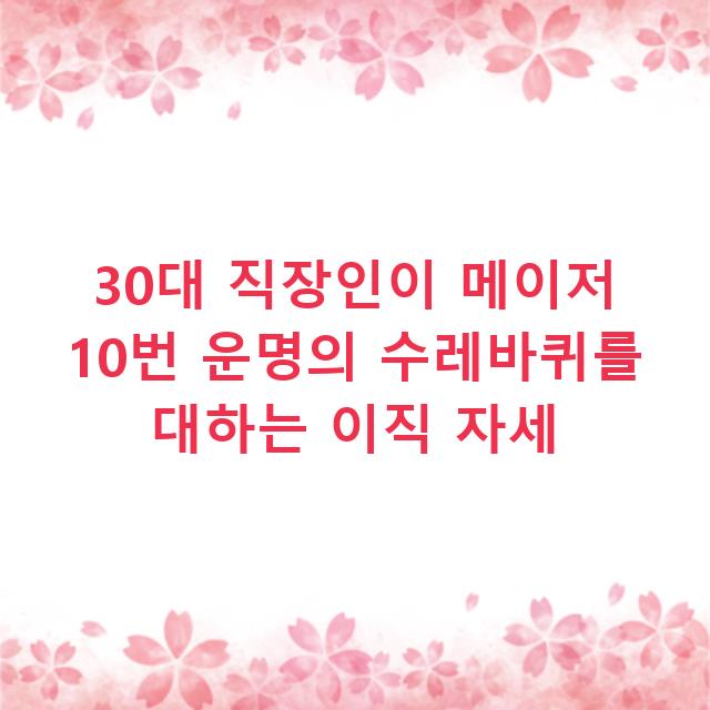 30대 직장인이 메이저 10번 운명의 수레바퀴를 대하는 이직 자세