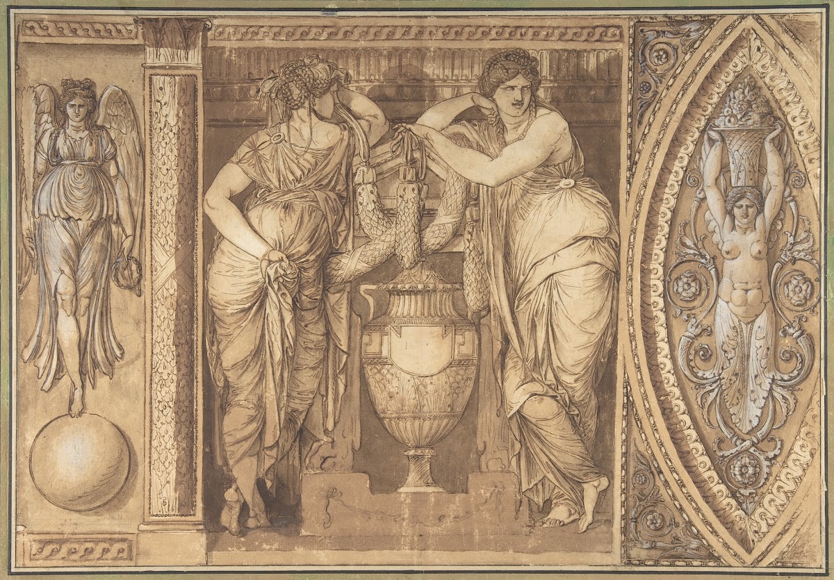 Design for a Frieze with Two Women Flanking an Urn ca 177585