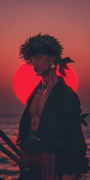 Roronoa Zoro, One Piece, Anime Art, Swordsman Full HD iPhone Wallpaper Background