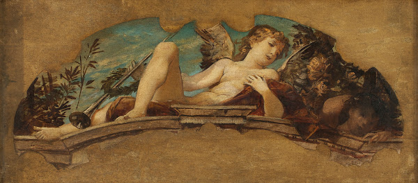 Allegorische Darstellung eines liegenden Knaben 1884 1885