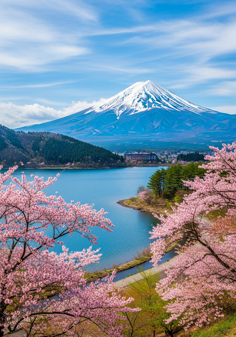 Cherry Blossom Mount Fuji Lake