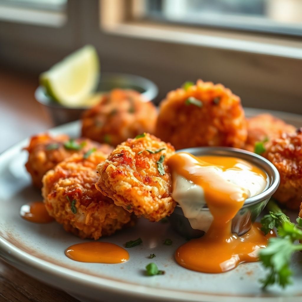 Crispy Bang Bang Salmon Bites with Spicy Creamy Sauce – Easy 40-Minute Homemade Appetizer finished