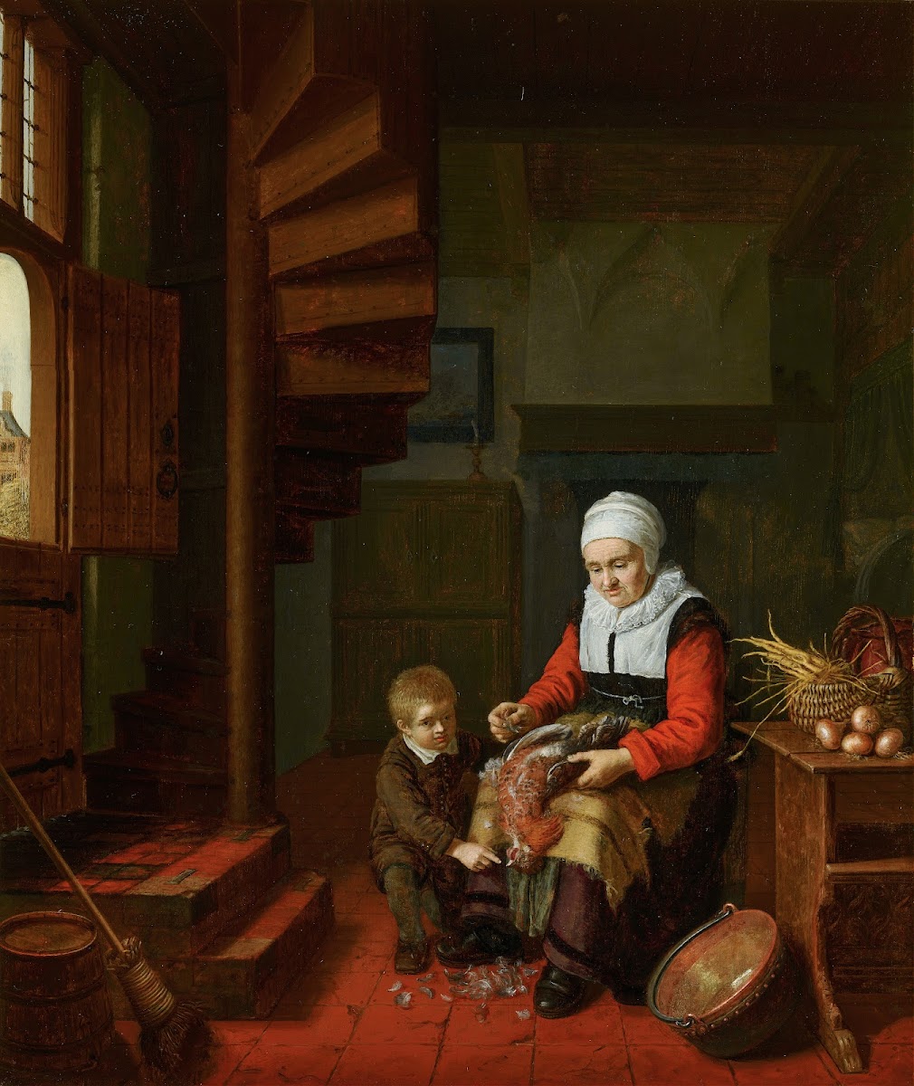 Old Woman Plucking a Cock c 1650