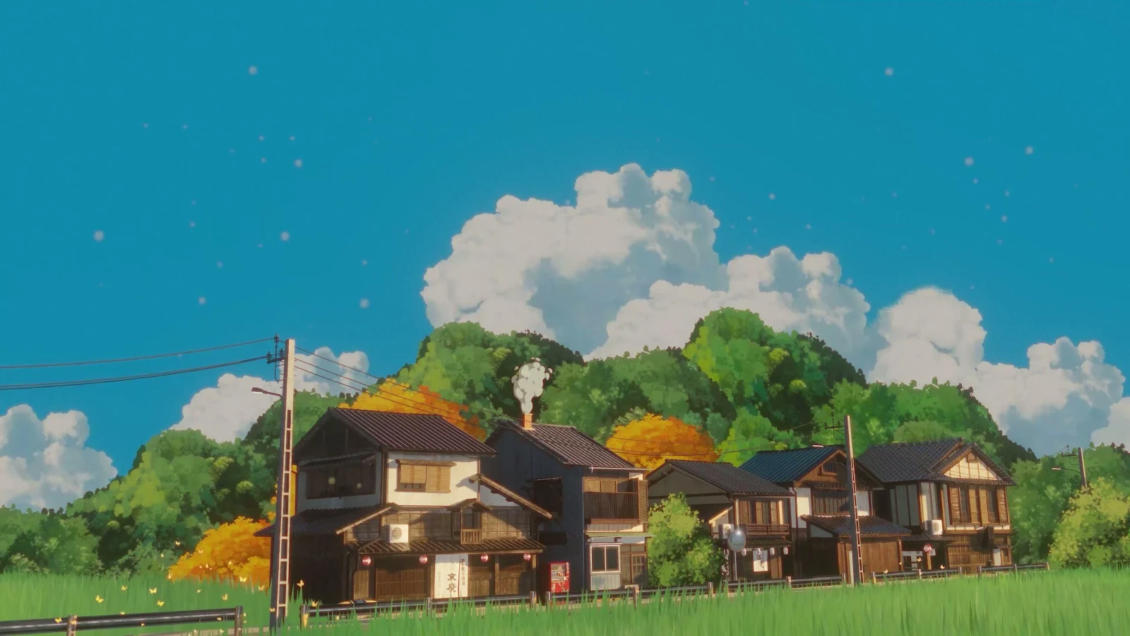 Japanese Countryside Anime Village - Anime Illustration 4K Wallpaper (3840x2160)