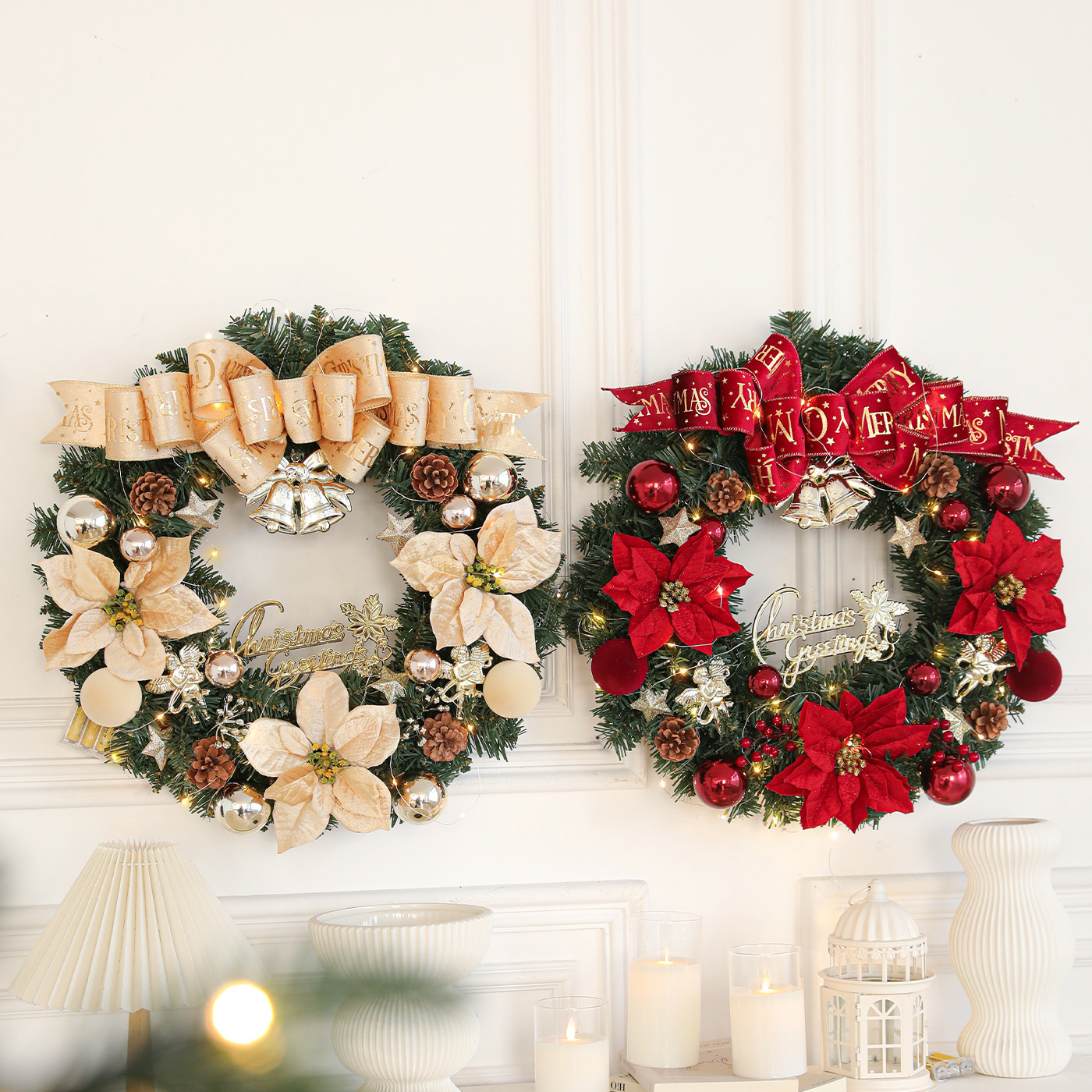 Christmas wreath with lighting, 50 cm