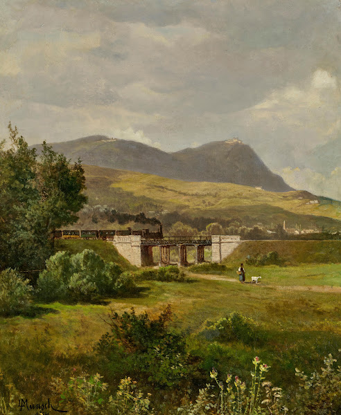 A Steam Train with Leopoldsberg and Kahlenberg in the Background 1884