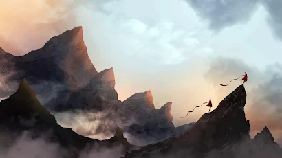 Journey (Game), Mountains, Mist, Couple, Windy 5K Wallpaper