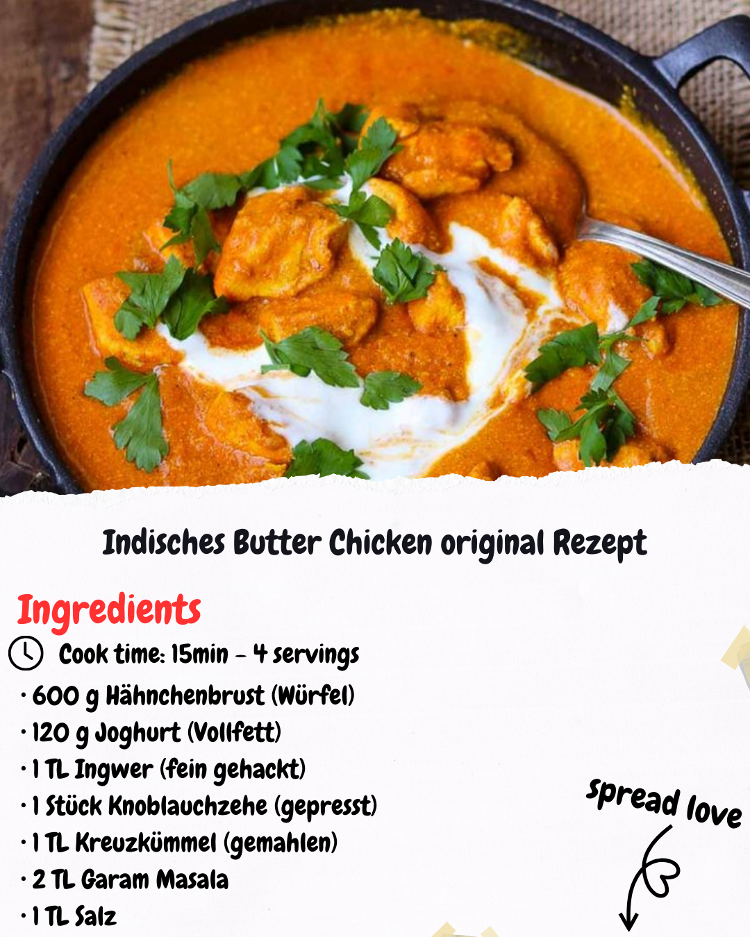 Indisches Butter Chicken original Rezept (einfach) Рецепт
