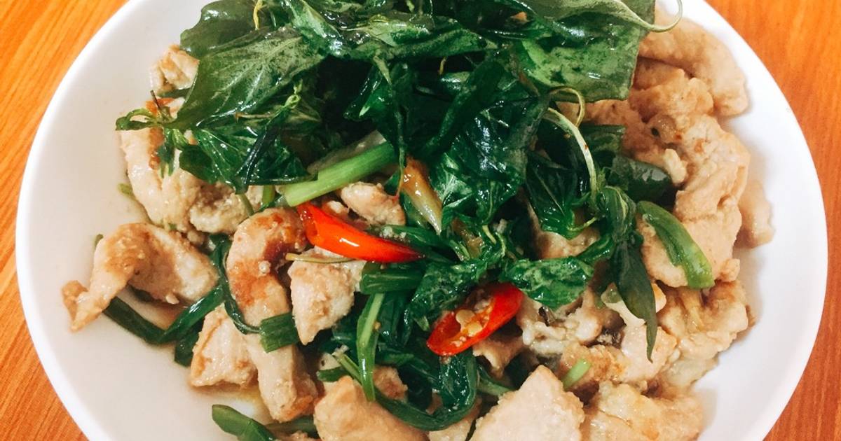 Thịt xào lá quế