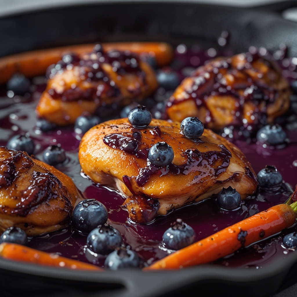 Final Blueberry-Balsamic Glazed Chicken & Maple-Roasted Carrot Power Skillet