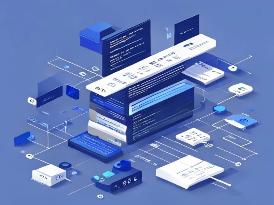 피드 API로 수신한 JSON 데이터를 분석하는 모습을 표현한 기술 일러스트