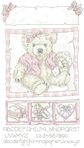 CMP K4111 Bear Birth Sampler Pink