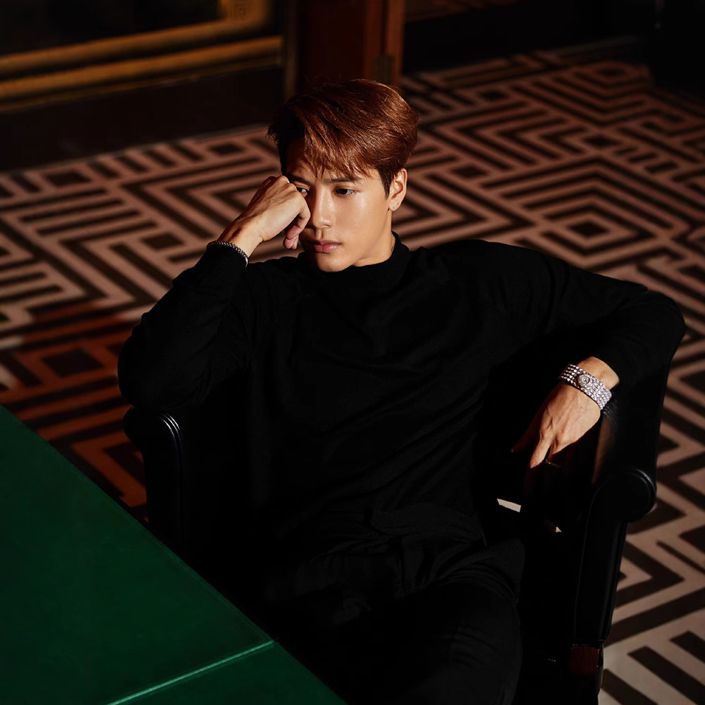 Men's pullover with stand-up collar, fitted