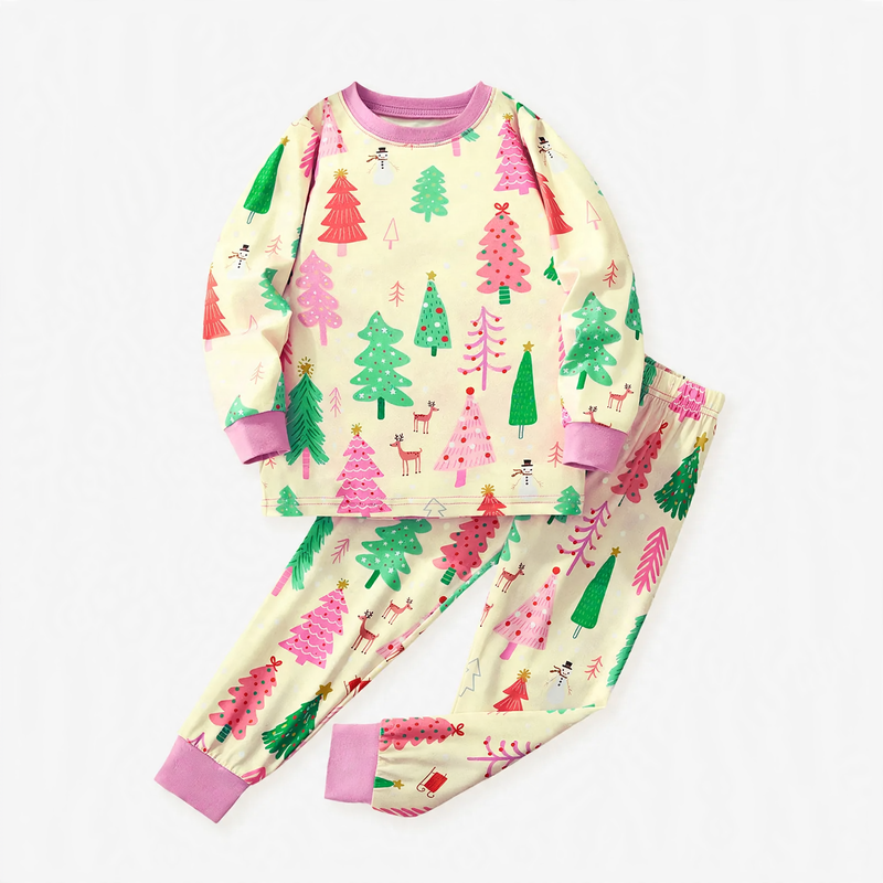 Kids Pajama Set, Long Sleeve, Christmas Motif, Breathable