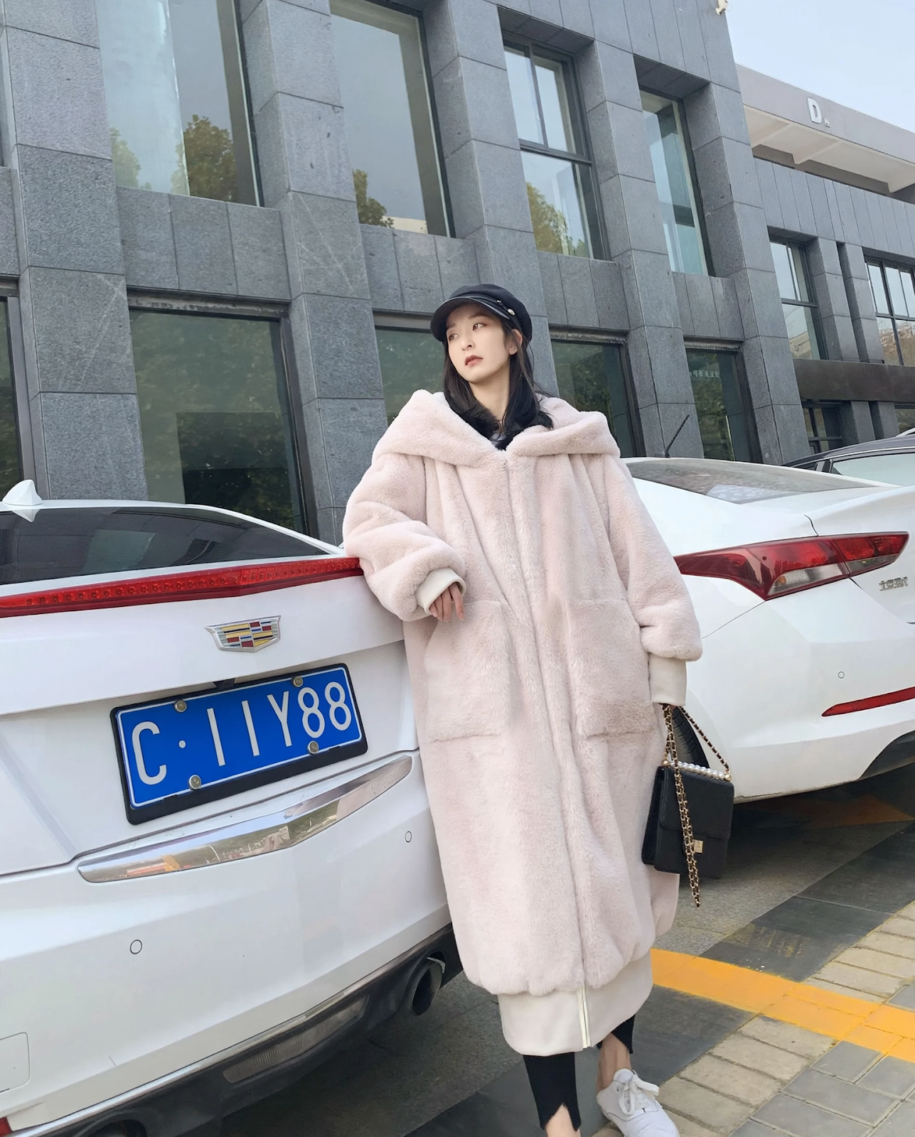 Long Ladies Faux Fur Coat with Hood