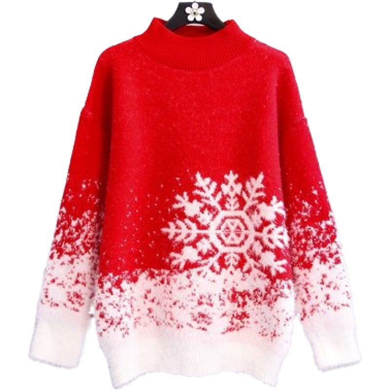 Damen-Strickpullover mit Schneeflocken-Muster