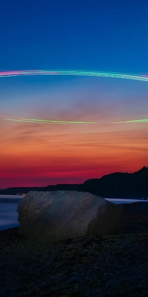 Sunset On Hooken Beach Drone Light Painting 4K Wallpaper Background