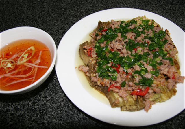 Cà Tím Nướng Thịt Bằm Mỡ Hành
