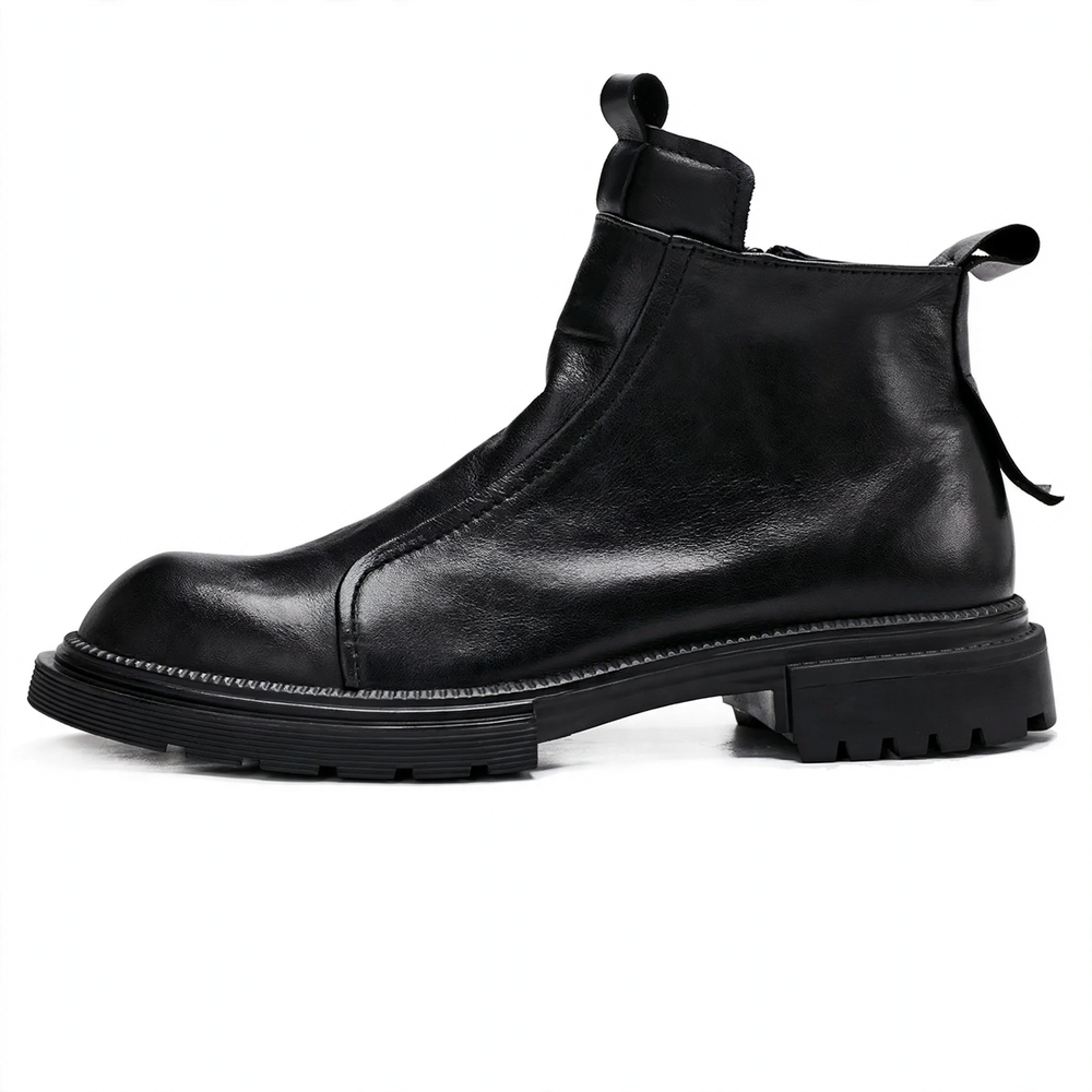 Herren-Chelsea-Stiefel mit Plateau, Echtleder