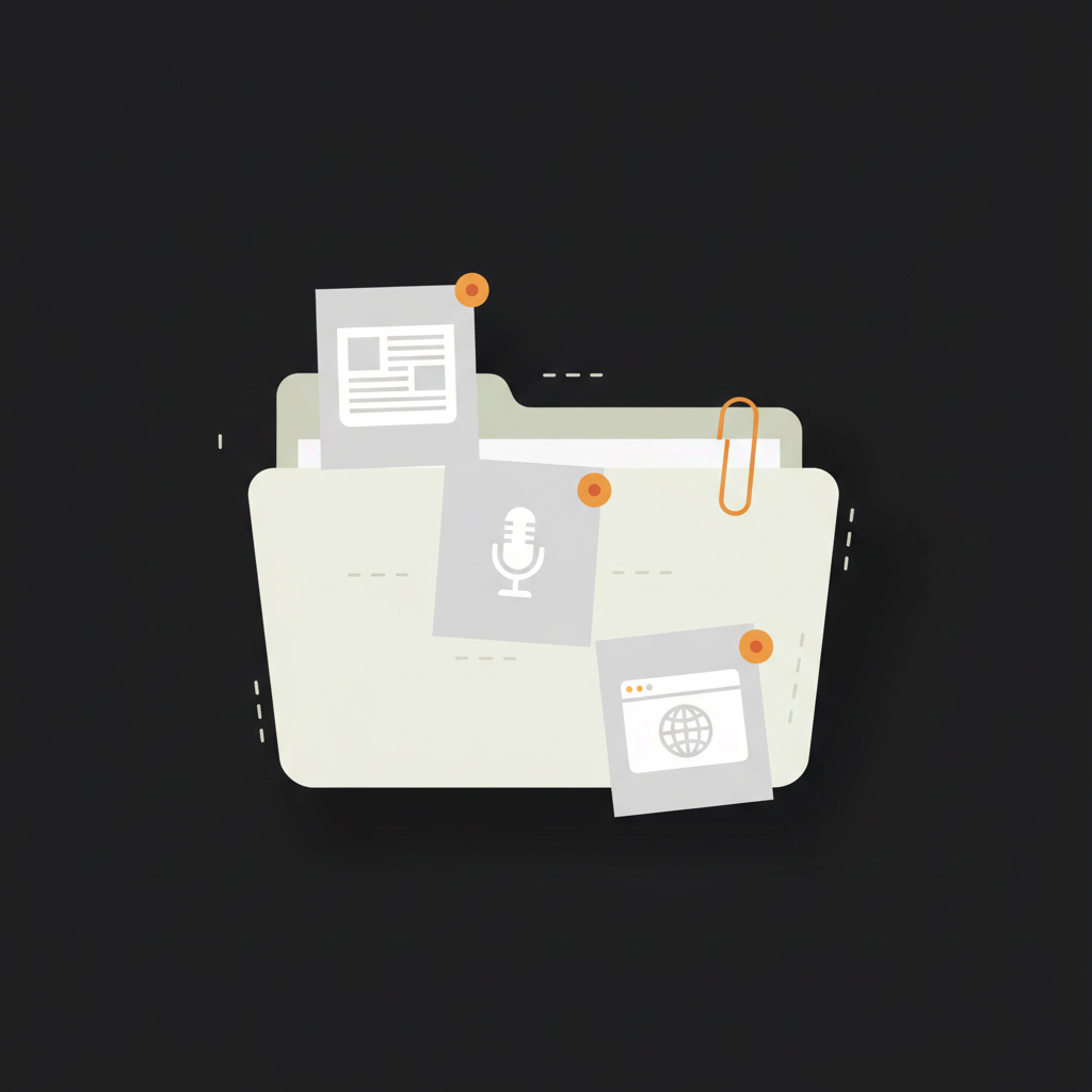 Minimalist vector press kit folder with icons for article, podcast mic, and website on black background illustrating how to get verified on Instagram for free