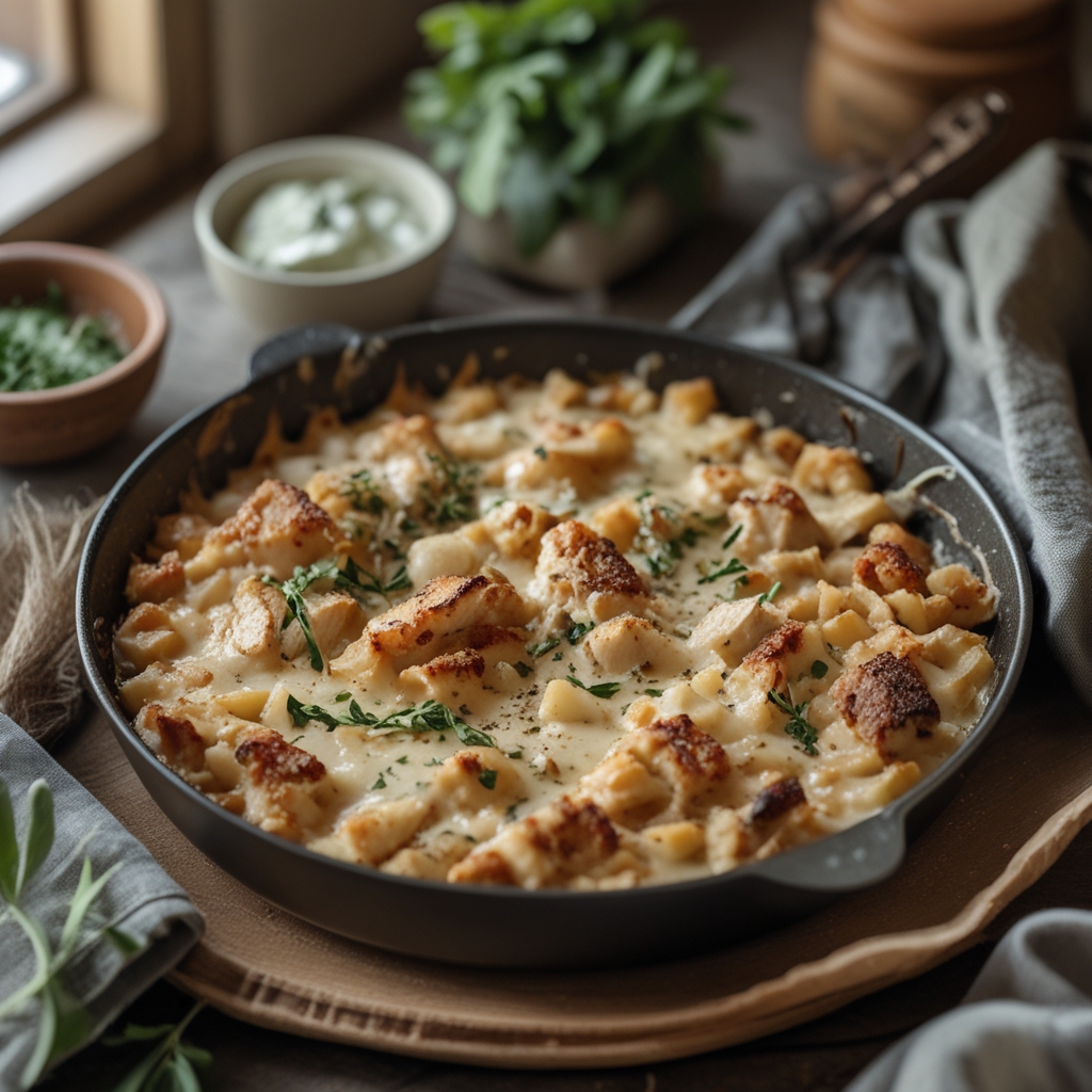 High-Protein Chicken Alfredo Bake for Easy Low-Carb Meal Prep with Creamy, Cheesy Goodness