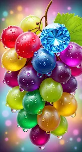 Colorful Grapes with Blue Diamond Gemstone