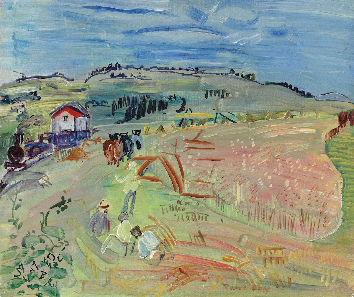 Paysage au champ de blé aux bœufs circa 1935