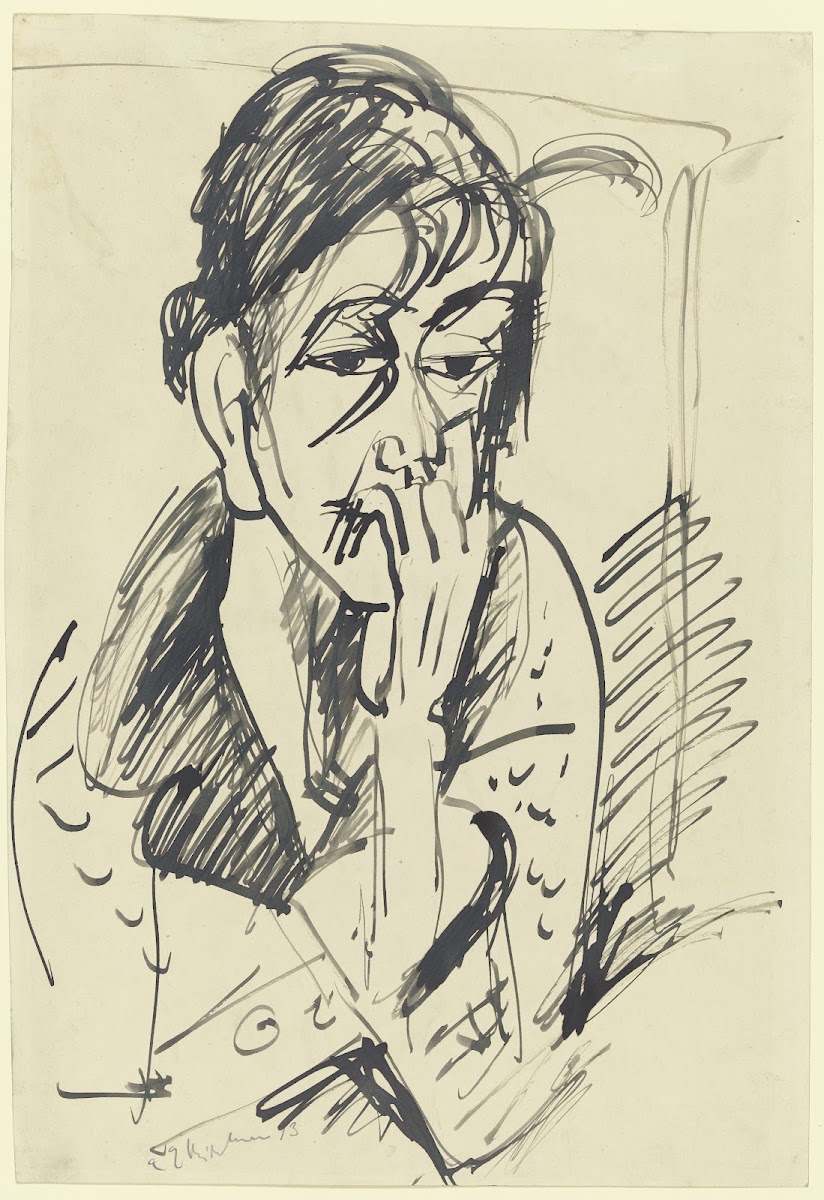 Bildnis Erna mit aufgestütztem Arm ca 1917