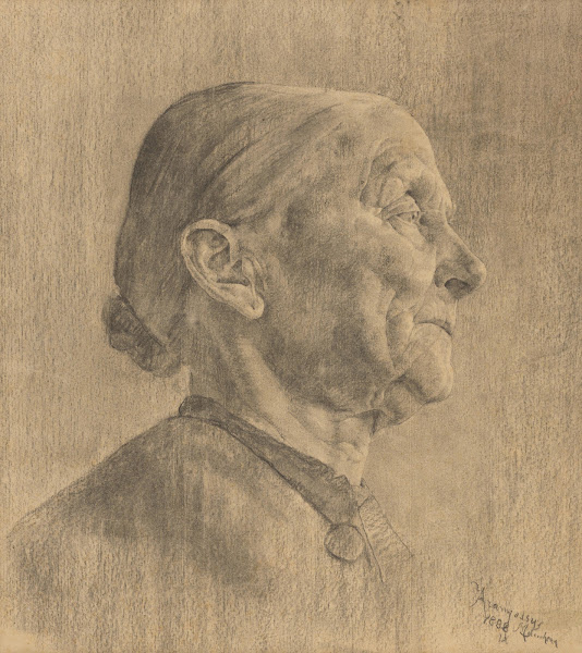 Štúdia hlavy starenky 1888