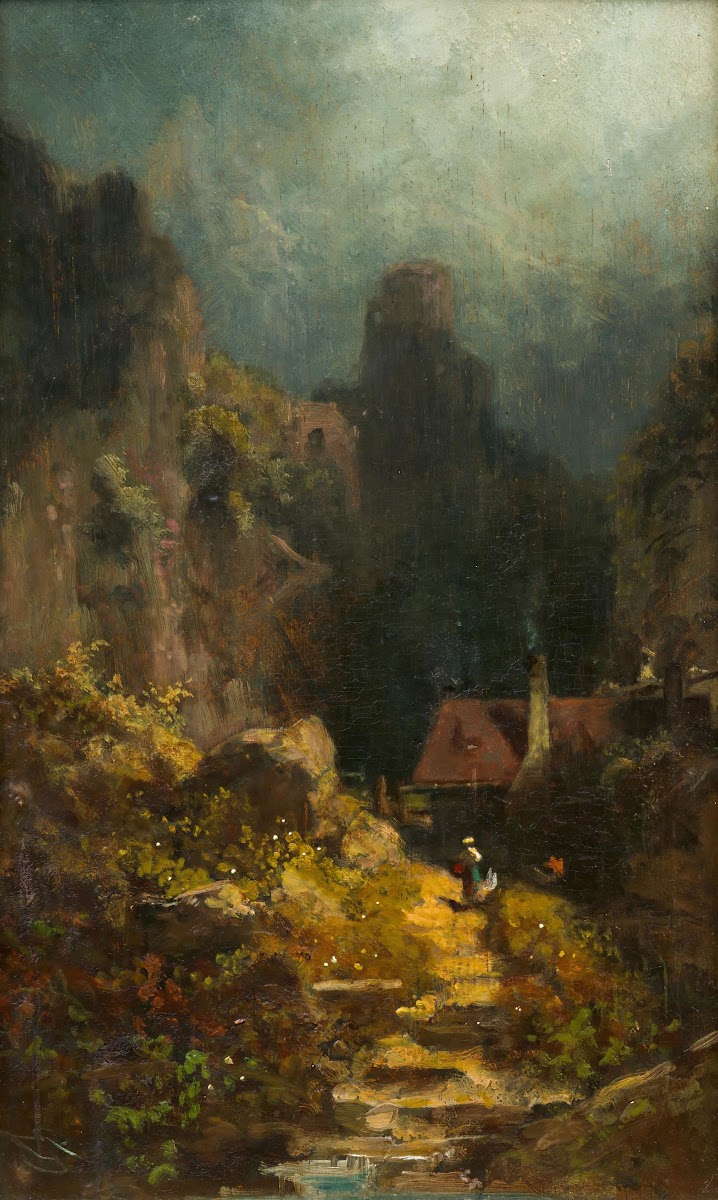 In der Schlucht Haus im Grund mit rauchendem Kamin