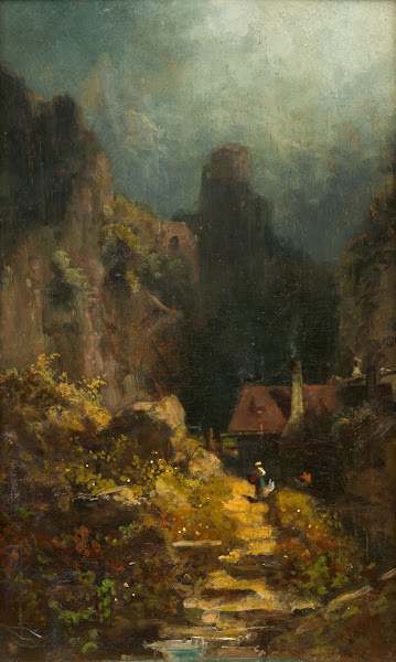 In der Schlucht Haus im Grund mit rauchendem Kamin