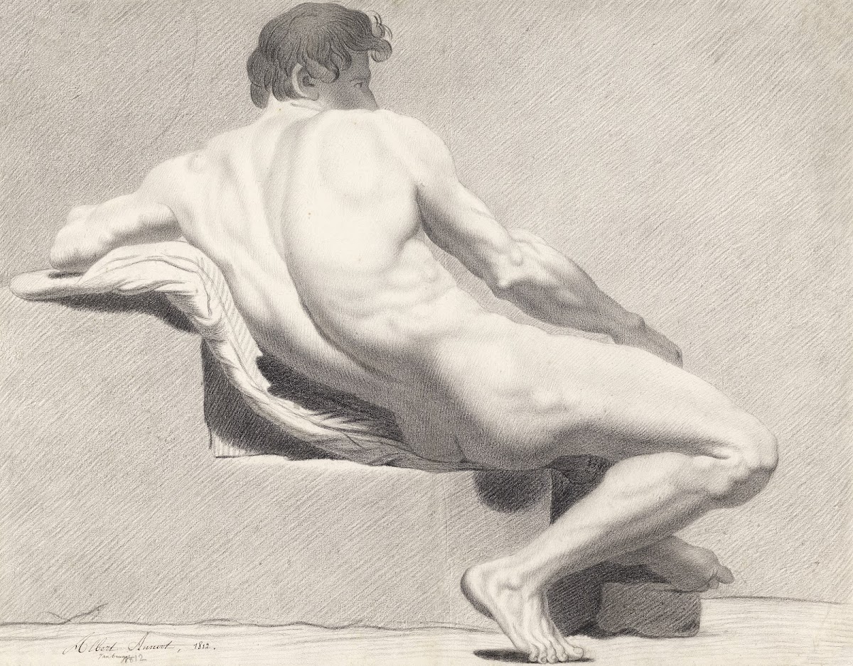 Seated male nude seen from behind 1812