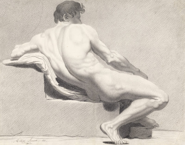 Seated male nude seen from behind 1812
