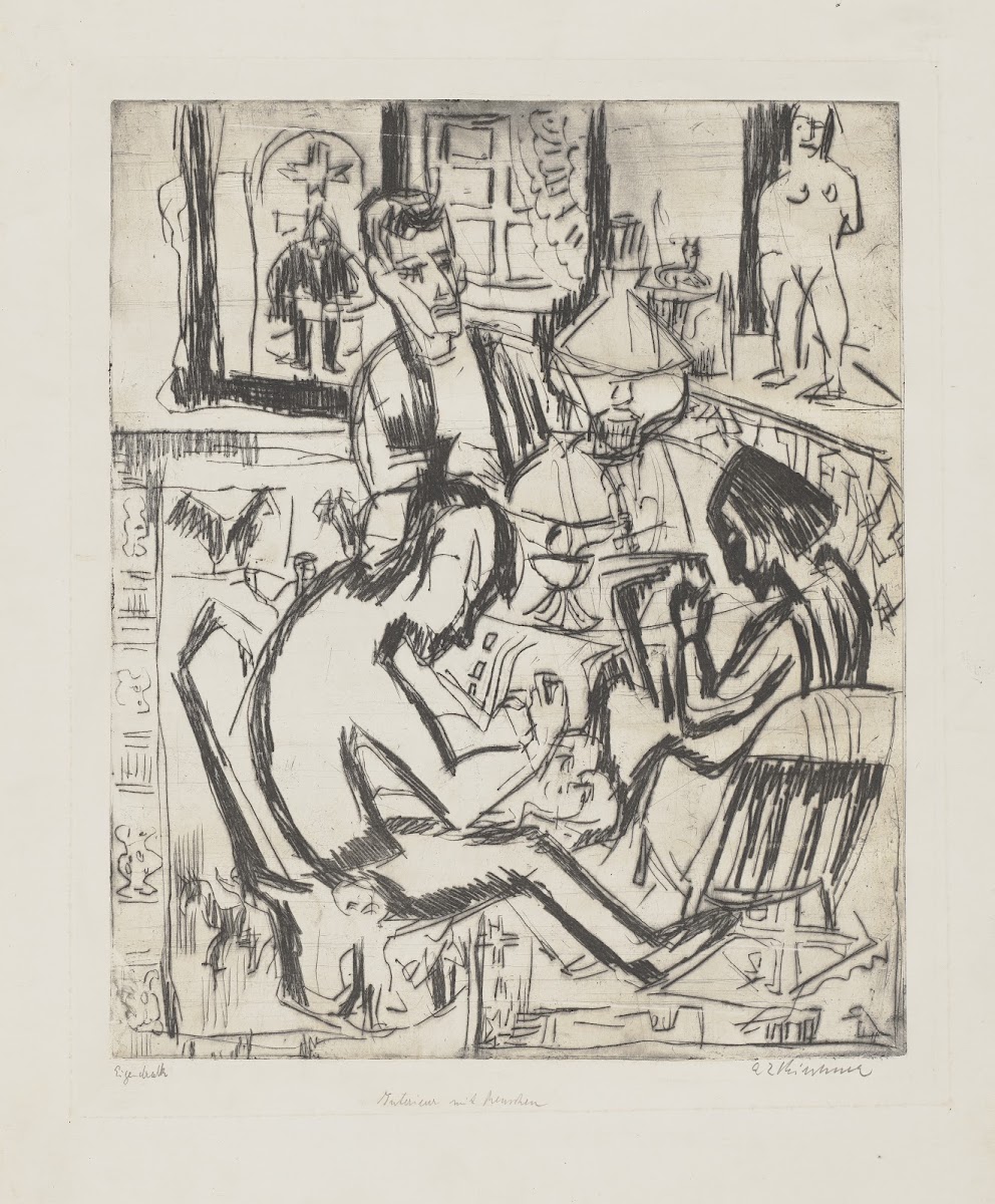 Interieur mit Menschen 1923