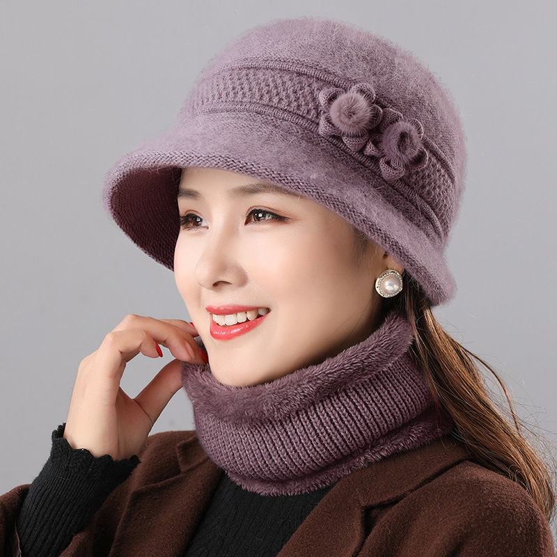 Damen Glockenhut und Schal Set, warm, für Herbst und Winter