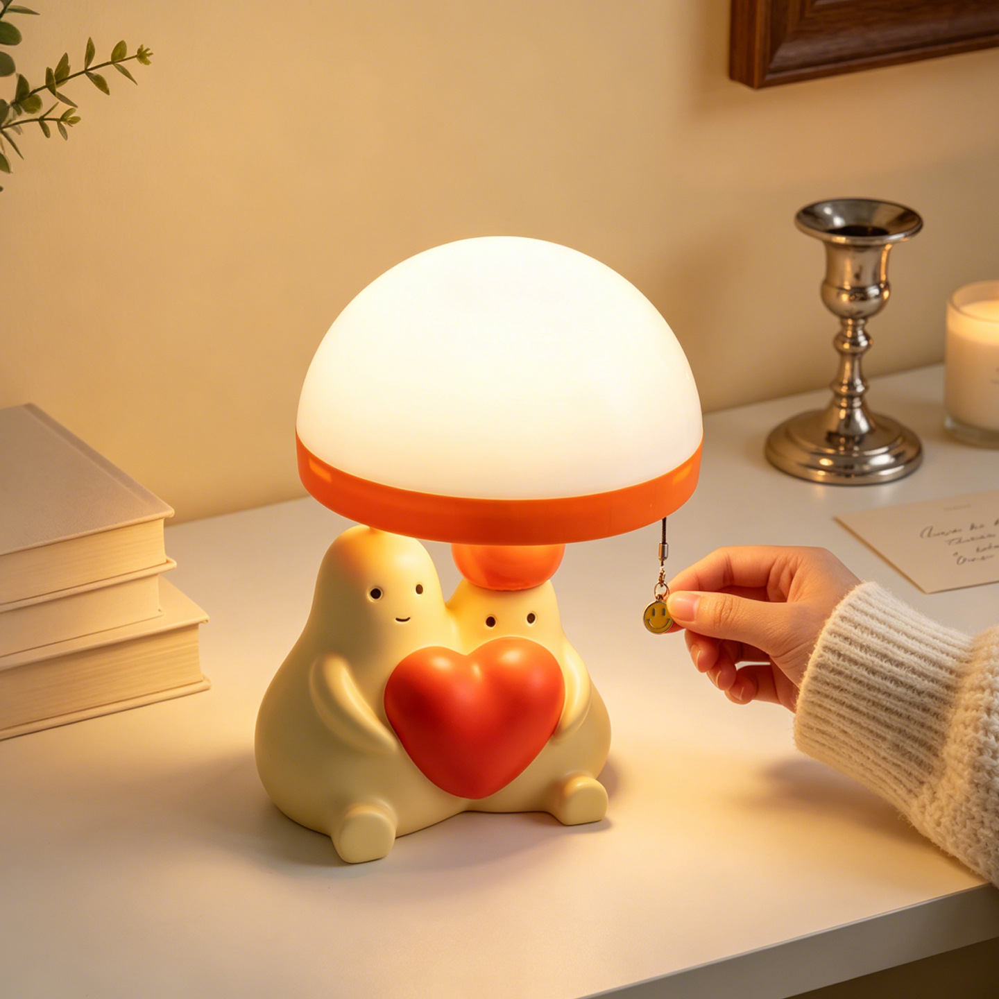 Heart table lamp with love motif
