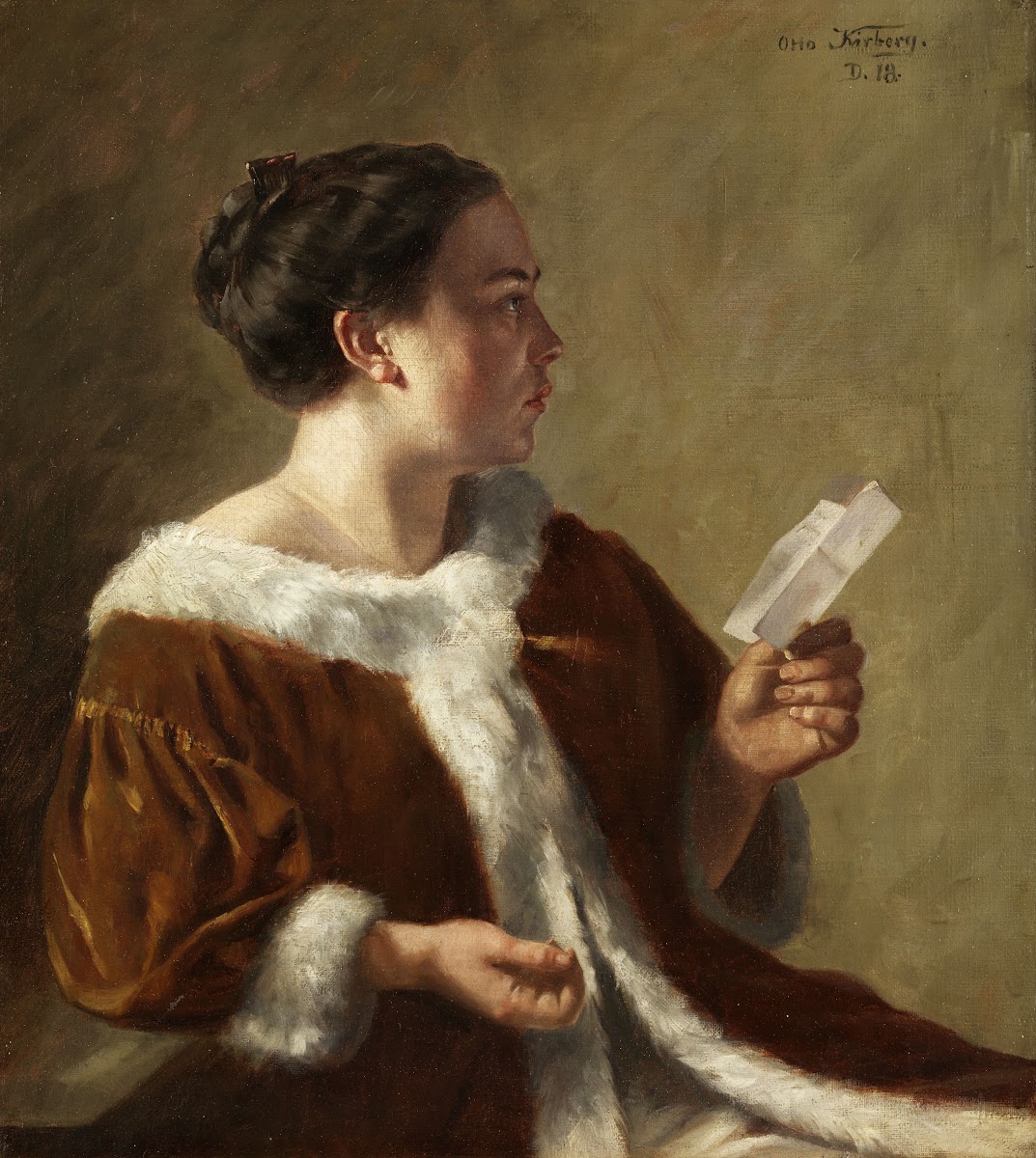 Dame in pelzverbrämtem Mantel 1918